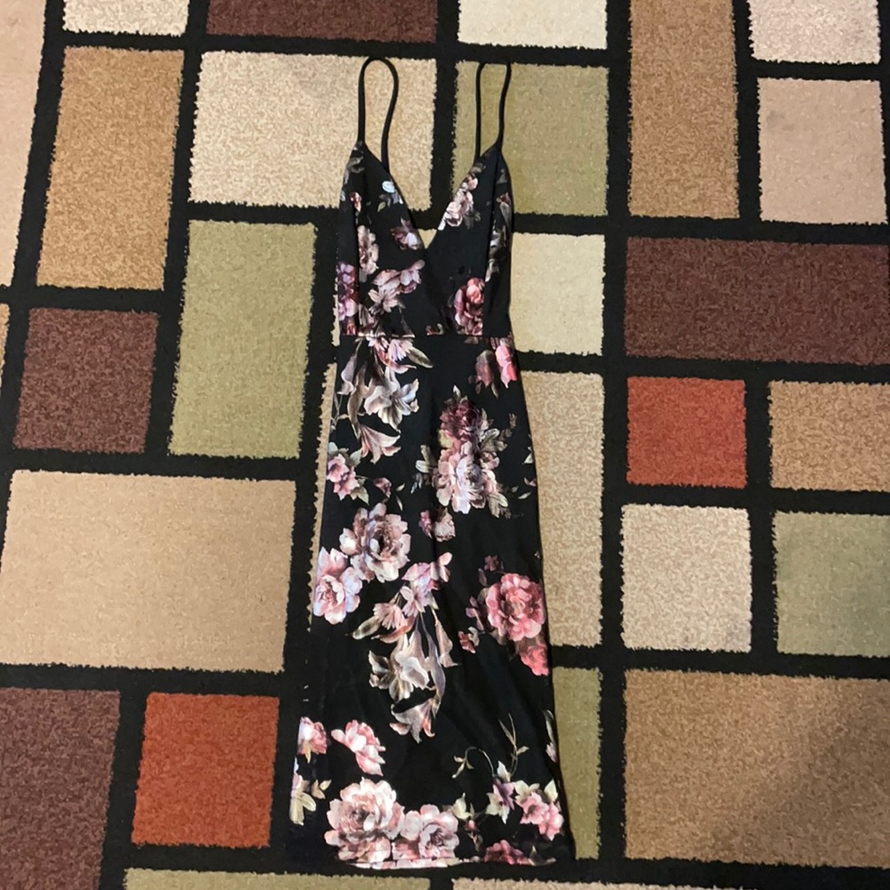 black metallic floral dress